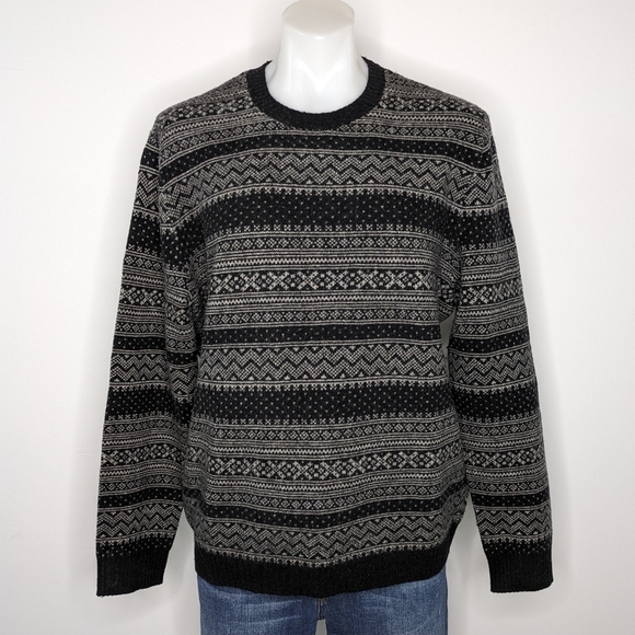 Express grey white 100% lambs wool long sleeve sweater XL - Picture 1 of 9